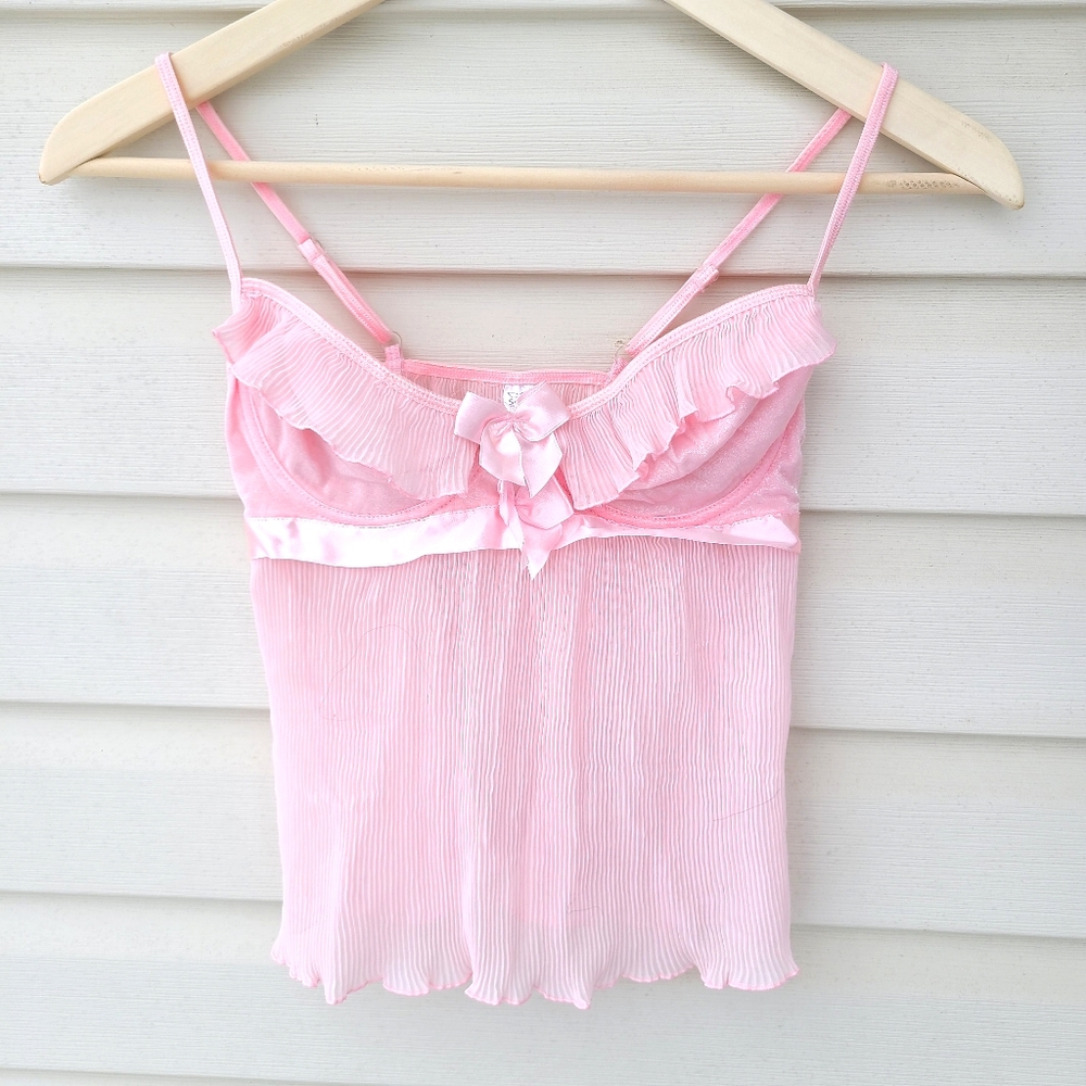 ➕NWOT➕ Sizma Pleated Pink Camisole, sheer